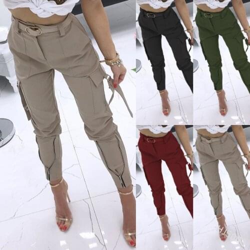 2021 Womens Loose Overalls, Casual Streetwear, Solid Color Elastic High Waist Jogging Pants With Pockets