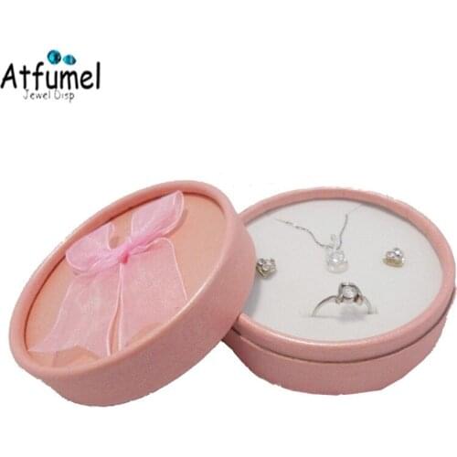 12Pcs Round Paper Ribbon Ring Jewerly Box Earring Package Case Earring Jewelry Storage Organizer Gift Box Necklace Holder Box