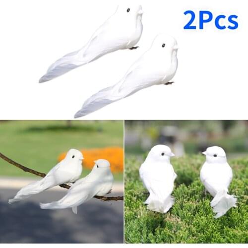 2pcs White Doves Feather Artificial Foam Lover Peace Doves Bird Home Decor Simulation Figurines Miniatures Imitation Bird Model
