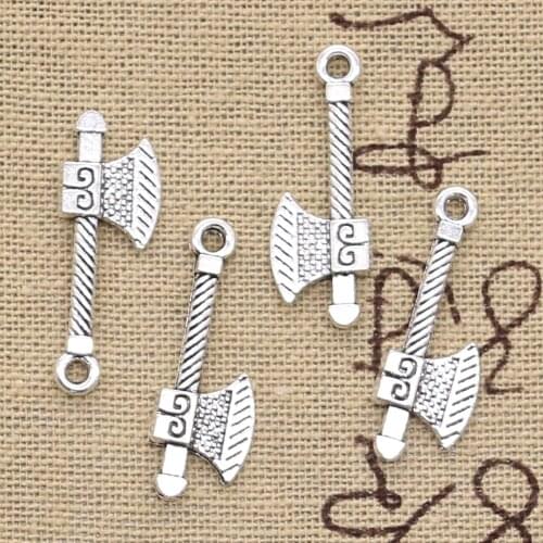 30pcs Charms Ax Tomahawk 27x10mm Antique Silver Color Plated Pendants Making DIY Handmade Tibetan Silver Color Jewelry