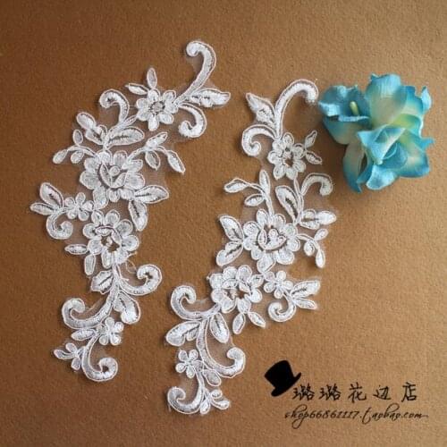5 Pairs New Style! Fashion Flower Off White Lace Patch Motif Applique Trim Headband Hair Bow DIY Garment Accessory