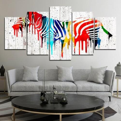 Abstract Animal Modern Art Wall Poster Color Flowing Ink Printing Canvas Painting Home Decor Bedroom Mural 5 Piece Set No Frame