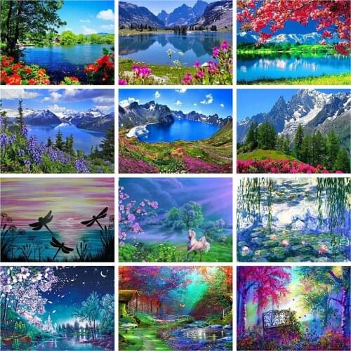 HUACAN 5d Diamond Painting Landscape Mosaic Nature DIY Diamond Embroidery Cross Stitch Flower Home Decor Craft Kit