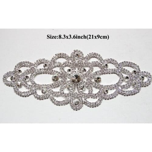Free Shipping High Quality 5pcs/lot 8.3''x3.6'' Crystal Rhinestone Applique for Wedding Gown Bridal Sash Evening Wear LSAP013