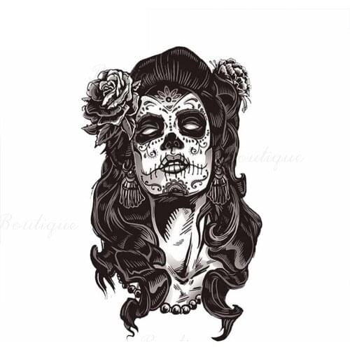Car sticker creative female Sugar Skull female terror Decal cover scratch accessories sunscreen PVC sticker, 9cm * 15cm