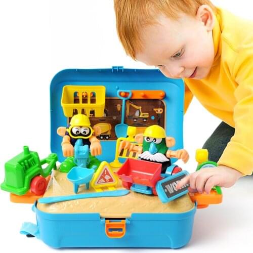 40Pcs/Set Pretend Play for Boys Backpack Childrens Play House Toy Color Clay Mold Set Puzzle DIY Plasticine Engineering Toy