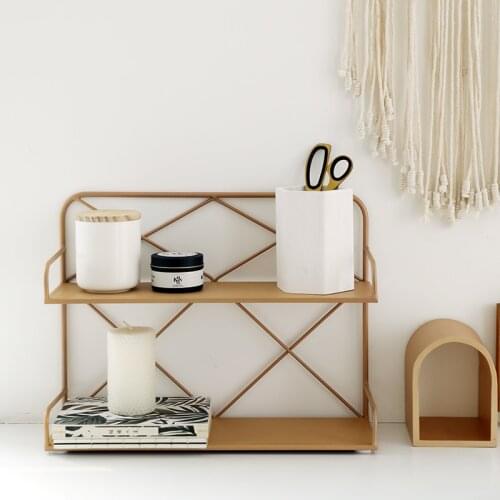 SWEETGO Double layers storage racks tableware decoration 30*40cm makeup jewelry candle trays metal shelf sundries holders