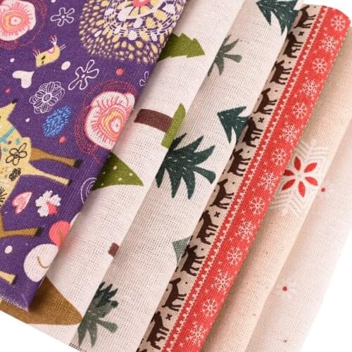 DwaIngY 6pcs/Lot 20x30cm/Piece Printed Cotton Linen Fabric For Sewing Patchwork DIY Quilting Placemat Bags Material