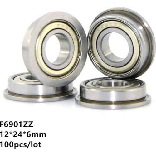 100pcs/lot F6901ZZ F6901 ZZ Z F6901Z Flange bearing 12x24x6 mm shielded flanged deep groove ball bearings 12*24*6 mm