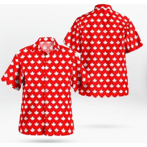 Red Maple Leaf 3D Beach Hawaiian 2021 Summer Mens Shirt Short Sleeve Shirt Streetwear Oversized 5XL Camisa Social Chemise Homme