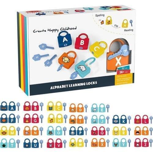 Early Learning Locks Intelligence Toys Children ABC Educational Alphabet Set With 26 Locks 26 Keys Multiplayer Game Toy For Gift