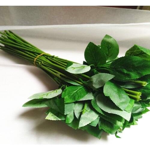 10 PCS (33 cm ) simulation of artificial plastic stem leaves rose stem/silk/wedding decoration holding a rose flower