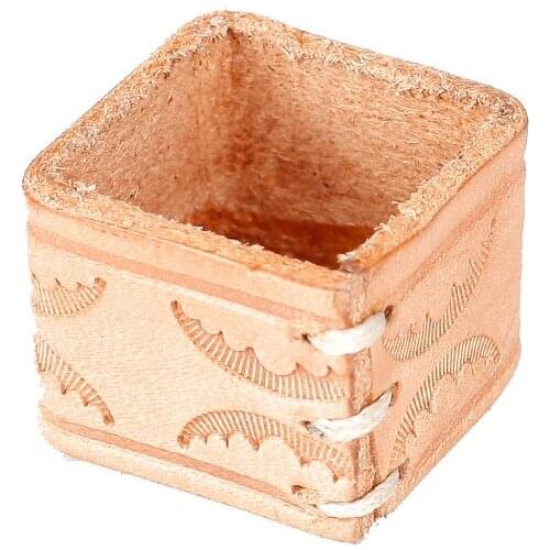 Pocket Size PU Billiard Pool Cue Chalk Holder Natural Wooden Color