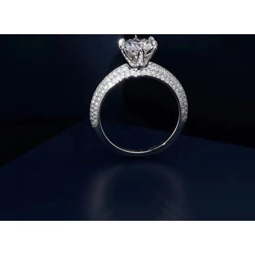 Solitaire 1ct Lab Moissanite Ring 100% Original 925 sterling silver Engagement Wedding band Rings for Women Party Jewelry Gift