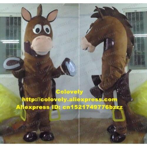 Cool Brown Donkey Burro Moke Neddy Equus Asinus Horse Pony Steed Mascot Costume With Pink Brown Saddle No.4687 Free Ship