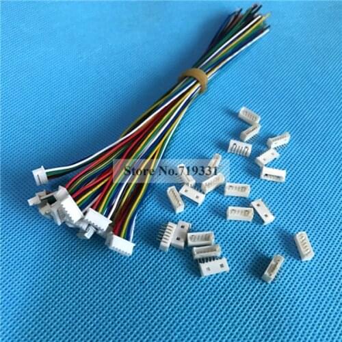Micro JST 1.25mm 1.25 JST 6P 6-Pin Male Connector with Wire +Female Plug 20sets