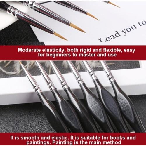 9pcs Watercolor Hook Line Pen Soft Outline Painting Miniature Detail Paint Brush Set for Gouache Oil Acrylic Painting PU