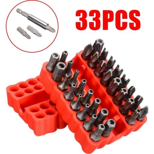 33pcs Security Tamper Proof Torx Hex Screw Driver Bits Set Magnetic Screwdriver Bits with Magnetic Holder for Hand Tools