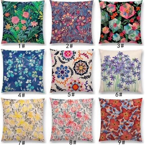 New Beautiful Floral Paints Colourful Leaves Lovely Flowers Gorgeous Blossom Pattern Car Cushion Cover Sofa Throw Pillow Case