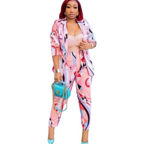 African Clothes Blazer Women 2 Piece Set Cardigan Jackets Tops Outfits Autumn New Print Streetwear African OL Pant Blazer Suits