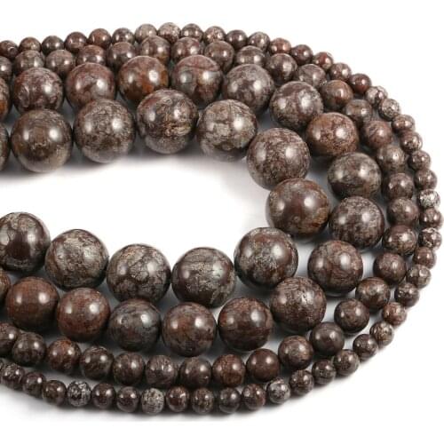 Wholesale Natural Stone Brown Snowflake Obsidian Round Beads 15'' Strand 4/6/8/10/12mm for Jewelry Making Necklace DIY Bracelet