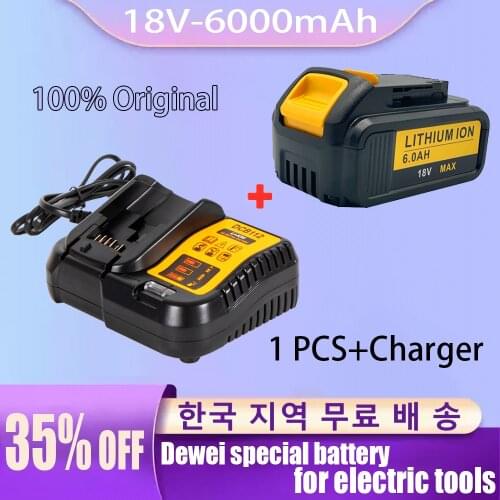 Original 18V 6000mAh Li-ion Battery DCB180 Rechargeable Battery For DEWALT DCB180,DCB181 XJ DCB200,DCB201,DCB201-2,DCB204,DCB20
