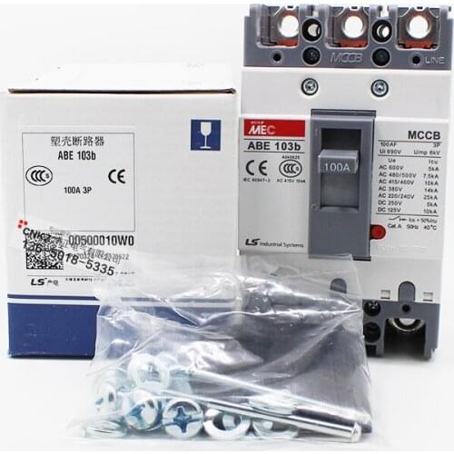 Original authentic Korea LS (LG) molded case circuit breaker ABE103b 3P 63 75 100A 60A 2P 3P 4P