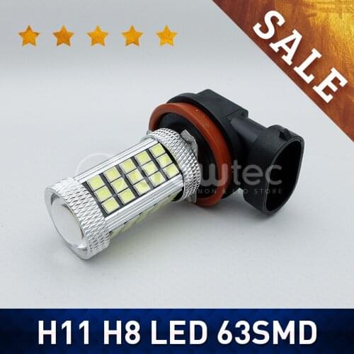 2pcs H8 LED 63SMD 2835 LED Head Fog Light Front Fog Lights Bulbs, Super Bright White Auto Lamp Light GLOWTEC