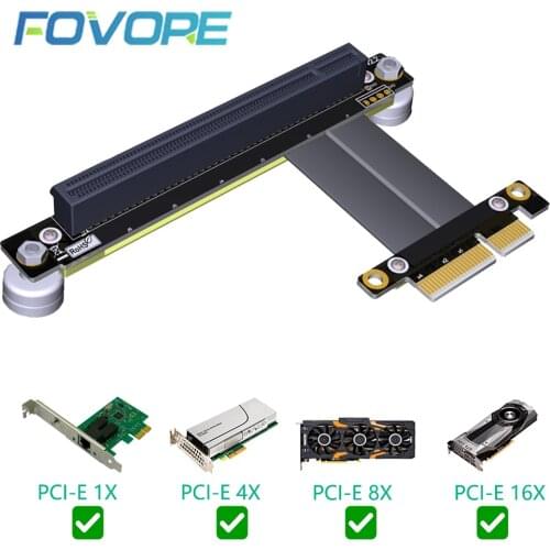 PCI express to PCIE x4 To x16 Slot Riser Card Converter Extender Ribbon Adapter Extension Cable PCI-E 90 Degree +Magnetic Base