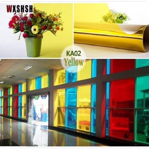 Yellow Glass Film Self-Adhesive Stained Easily Removable Anti-Insects UV-Proof For Home Office Market Kindergarten Decoration