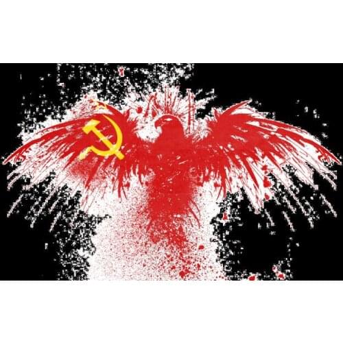Custom 90x150cm USSR Flag 3x5ft Banne flag with red bird outdoor and indoor black banner flag