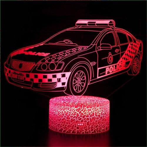 The latest 3D police car model sports car night light design car lava lamp atmosphere light model childrens toys Christmas gift