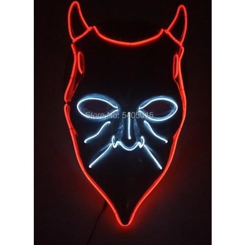 Glowing EL Wire Monster Mask Halloween Horror Costume Cosplay Party Luminous LED Mask Japanese Evil Mascara