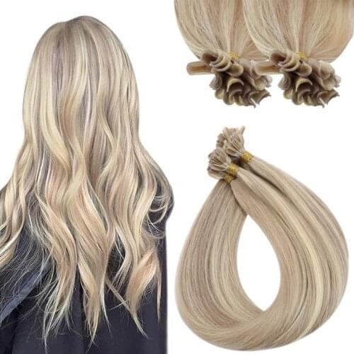 VeSunny U Shape Strands Tip Straight Hair Virgin Human Hair Extensions Pre Bonded Hair 1g/s Blonde Human Hair Extensions