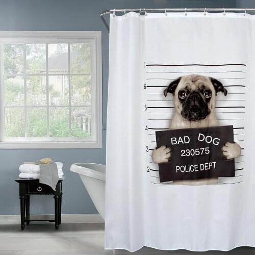 HappyTree Fabric Polyester Bad Dog Waterproof Shower Curtain Thicken Shower Curtain Bathroom Curtain 180x180cm