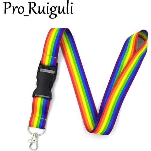 30pcs Homosexuality Rainbow Lanyards Cool Neck Strap Phone Keys ID Card Holder Lanyard For Keys DIY Hang Rope Lanyard decoration