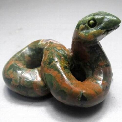2" / 41g Jasper Snake Handmade Stone Carving - crystals and stones healing Mineral specimen Home Decor feng shui XX0603/38