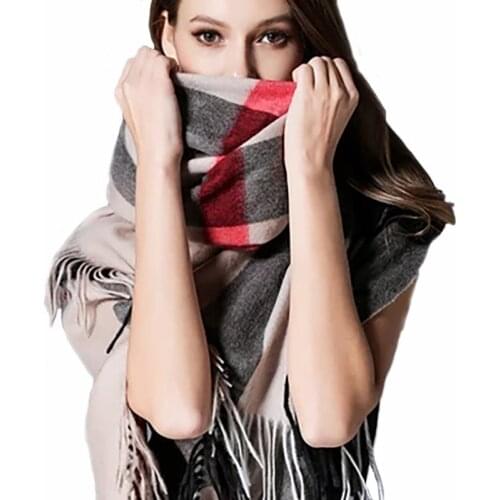 2021Brand plaid women’s scarf cashmere shawl winter warm plaid scarf cloak thick blanket fringed scarf holiday gift
