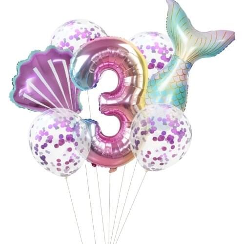 32inch Purple Gold Number Balloon Mermaid Party Balloons Baby Shower Kids Toys Birthday Party Decorations Supplies Helium Globos