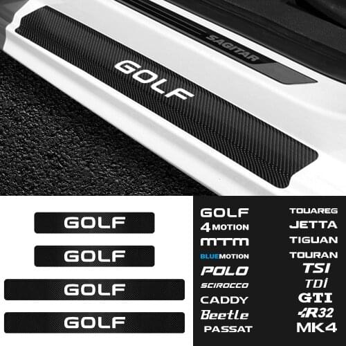 4pcs Car door threshold carbon fiber sticker sill decoration For Volkswagen golf 4 motion MTM Blue Motion Polo Scirocco