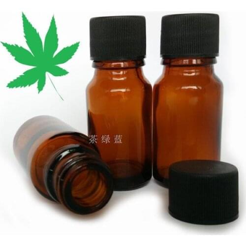 Wholesale and Retail 60/lot 10ML Amber Mini Glass Bottle 10CC Amber Sample Vials Small Essential Oil Bottle with Black screw cap