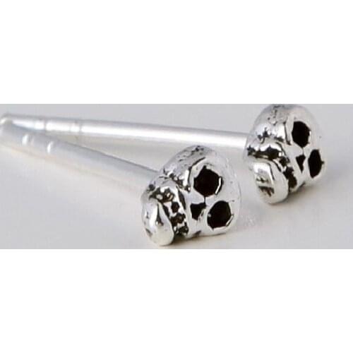 925 pure sv stud earring personalized mini skull vintage thai sv pure sv stud earring unique stud earring new