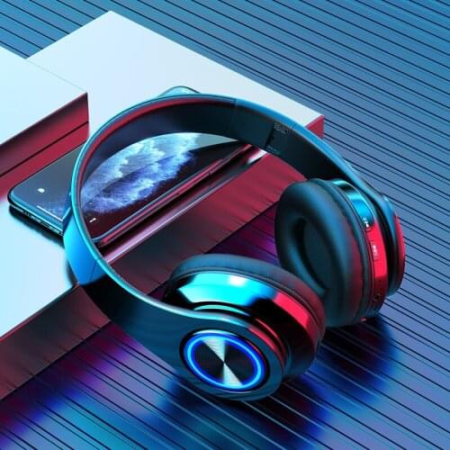 Wireless Bluetooth Headphones B39 Colored LED Lights Gaming Over-Ear Headset Stereo Headphone with mp3 Player Foldable Earphone