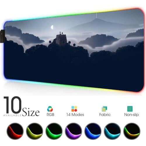 Black Mouse Pad RGB landscape escritorio Gamer Accessories Large LED MousePad Gaming with Backlit For PC Laptop Notebook carpet