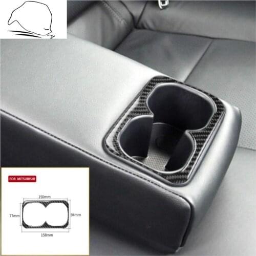 For Mitsubishi Lancer EVO X MR 2008-2015 Rear Seats Cup Holder Armrest Frame Carbon Fiber Sticker Trim Vehicle Car Accessories