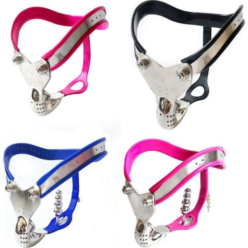 EMCC male chastity belt panty with anal beads plug stainless steel silicone chastity device cock cage bdsm cbt sex toys for men