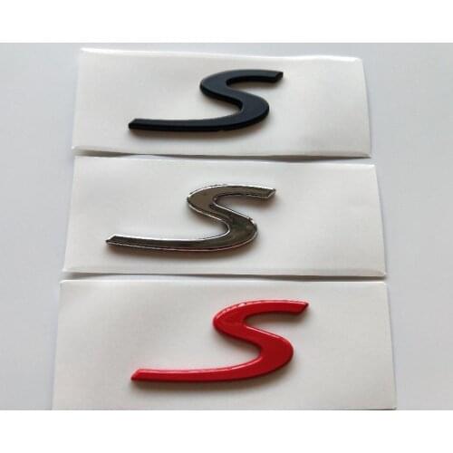 Chrome Black Red Letters " S " Words Car Trunk Lids Lip Front Badge Emblem Emblems Badges Sticker Decal