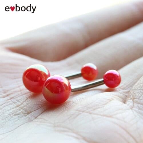 Aurora Stainless Steel and Bioflexible Belly Rings Navel Barbell UV Body Piercing Polarized Pearlescent