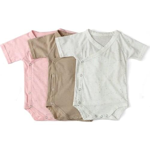 Summer New Arrivals Cute Bodysuit Solid 100%Cotton V-Neck Romper Thin Colorful Dot Jumpsuit Wholesale Customized A1-PPF-2101004