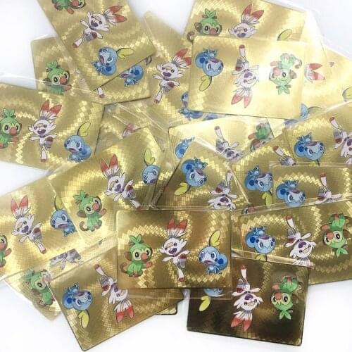 Tomy Pokemon Metal Card GBC Cover 3D Flash Cards Sword Shield Scorbunny Grookey Sobble Metal Collection Card Commemorative Card